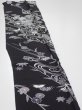 Photo3: 2Z07z40  Japanese Kimono Silk  FABRIC Flowers Black 53.5x7.1 (3)