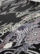 Photo4: 2Z07z40  Japanese Kimono Silk  FABRIC Flowers Black 53.5x7.1 (4)