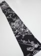 Photo5: 2Z07z40  Japanese Kimono Silk  FABRIC Flowers Black 53.5x7.1 (5)