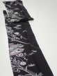 Photo3: 2Z09z50  Japanese Kimono Silk  FABRIC Flowers Black 77.2x7.1 (3)