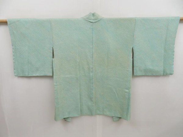 Photo1: 4931T03z570 Vintage Japanese Kimono Silk SHIBORI HAORI  Light blue (1)