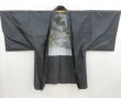 Photo4: 4931T10z510 Vintage Japanese Kimono Silk Men's HAORI Hut Navy-Gray (4)