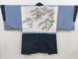 Photo5: 5001T02z740 Vintage Japanese Kimono Silk Men's HAORI Pine Navy (5)