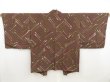 Photo1: 5003T10z580 Vintage Japanese Kimono Silk HAORI  Burnt brown (1)