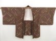 Photo5: 5003T10z580 Vintage Japanese Kimono Silk HAORI  Burnt brown (5)