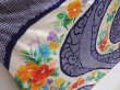 Photo3: 5003T14z1140 Vintage Japanese Kimono Silk FURISODE Flowers Dark lavender blue (3)