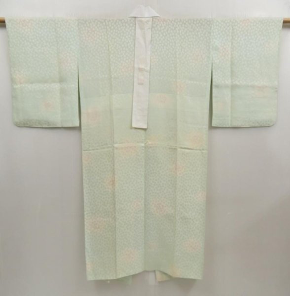 Photo1: 5003T01z510  Japanese Kimono Silk JUBAN Sakura Soft green (1)