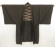 Photo1: 5004T04z570 Vintage Japanese Kimono Silk Men's HAORI  Dark brown (1)