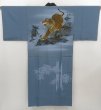 Photo1: 5004T07z510  Japanese Kimono Synthetic Men's JUBAN Tiger Steel blue (1)