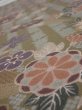 Photo4: 2H01z60  Japanese Kimono Silk  FABRIC Flowers Dark olive 38.6x14.2 (4)