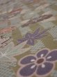 Photo4: 2H03z90  Japanese Kimono Silk  FABRIC Flowers Dark olive 63.8x14.4 (4)