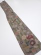 Photo5: 2H07z40  Japanese Kimono Silk  FABRIC Flowers Dark olive 55.1x7.1 (5)