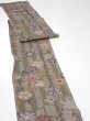 Photo3: 2H09z60  Japanese Kimono Silk  FABRIC Flowers Dark olive 75.6x7.1 (3)