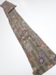 Photo5: 2H09z60  Japanese Kimono Silk  FABRIC Flowers Dark olive 75.6x7.1 (5)