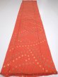 Photo5: 2H05z80  Japanese Kimono Silk  FABRIC Shibori Dark orange 63.0x14.4 (5)