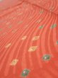 Photo4: 2H07z40  Japanese Kimono Silk  FABRIC Shibori Dark orange 55.1x7.9 (4)