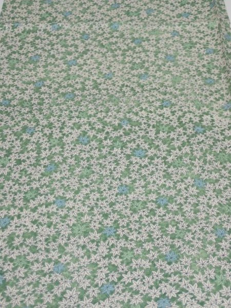 Photo1: 2H01z60  Japanese Kimono Silk  FABRIC Maple Sage green 42.5x13.8 (1)