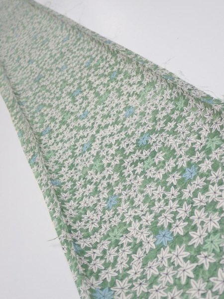 Photo1: 2H08z40  Japanese Kimono Silk  FABRIC Maple Sage green 56.7x7.3 (1)