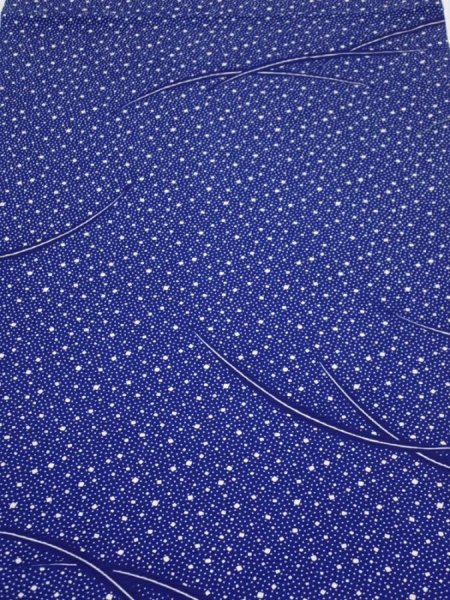 Photo1: 2H02z40  Japanese Kimono Silk  FABRIC Snow grass Dark blue 40.6x13.8 (1)