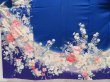 Photo5: 5006T02z1120 Vintage Japanese Kimono Silk FURISODE Peony Oriental blue (5)