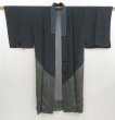 Photo6: 5006T08z380 Vintage Japanese Kimono Silk Men's JUBAN Mt.Fuji Black (6)