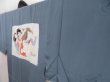 Photo2: 5006T09z540 Vintage Japanese Kimono Silk Men's JUBAN Shunga Blue-Gray (2)