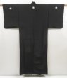 Photo1: 5006T11z750 Vintage Japanese Kimono Silk Men's  Plain Black (1)