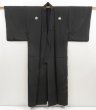 Photo7: 5006T11z750 Vintage Japanese Kimono Silk Men's  Plain Black (7)