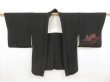 Photo5: 5012T03z570 Vintage Japanese Kimono Silk URUSHI HAORI Mandarin duck Black (5)