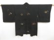 Photo1: 5012T07z470 Vintage Japanese Kimono Silk HAORI Flowers Black (1)