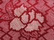 Photo4: 5012T08z440 Vintage Japanese Kimono Silk SHIBORI HAORI Flower Wine red (4)