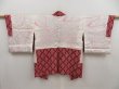 Photo6: 5012T08z440 Vintage Japanese Kimono Silk SHIBORI HAORI Flower Wine red (6)