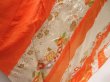 Photo3: 5012T12z1080 Vintage Japanese Kimono Silk FURISODE Flowers Dark orange (3)