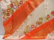 Photo6: 5012T12z1080 Vintage Japanese Kimono Silk FURISODE Flowers Dark orange (6)