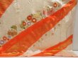 Photo7: 5012T12z1080 Vintage Japanese Kimono Silk FURISODE Flowers Dark orange (7)