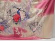 Photo7: 5012T13z1280 Vintage Japanese Kimono Silk FURISODE Peacock Dark pink (7)