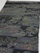 Photo3: 2D01z60  Japanese Kimono Silk  FABRIC Edo era Black 41.7x13.8 (3)