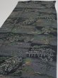 Photo3: 2D03z90  Japanese Kimono Silk  FABRIC Edo era Black 61.4x13.8 (3)