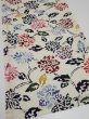 Photo2: 2D01z50  Japanese Kimono Silk  FABRIC Peony Off-white 38.6x14.0 (2)