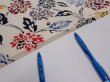 Photo9: 2D01z50  Japanese Kimono Silk  FABRIC Peony Off-white 38.6x14.0 (9)