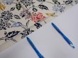 Photo7: 2D02z50  Japanese Kimono Silk  FABRIC Peony Off-white 38.6x14.0 (7)