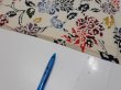 Photo8: 2D02z50  Japanese Kimono Silk  FABRIC Peony Off-white 38.6x14.0 (8)