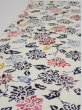 Photo3: 2D04z80  Japanese Kimono Silk  FABRIC Peony Off-white 61.4x14.2 (3)