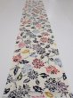 Photo5: 2D04z80  Japanese Kimono Silk  FABRIC Peony Off-white 61.4x14.2 (5)