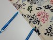 Photo8: 2D04z80  Japanese Kimono Silk  FABRIC Peony Off-white 61.4x14.2 (8)