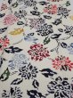 Photo1: 2D06z80  Japanese Kimono Silk  FABRIC Peony Off-white 61.4x14.2 (1)