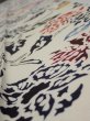 Photo4: 2D07z40  Japanese Kimono Silk  FABRIC Peony Off-white 55.9x6.9 (4)