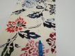 Photo8: 2D07z40  Japanese Kimono Silk  FABRIC Peony Off-white 55.9x6.9 (8)