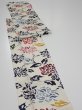 Photo3: 2D09z50  Japanese Kimono Silk  FABRIC Peony Off-white 76.4x6.9 (3)