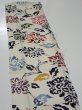 Photo2: 2D10z30  Japanese Kimono Silk  FABRIC Peony Off-white 36.2x6.9 (2)